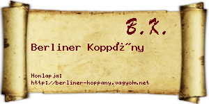 Berliner Koppány névjegykártya